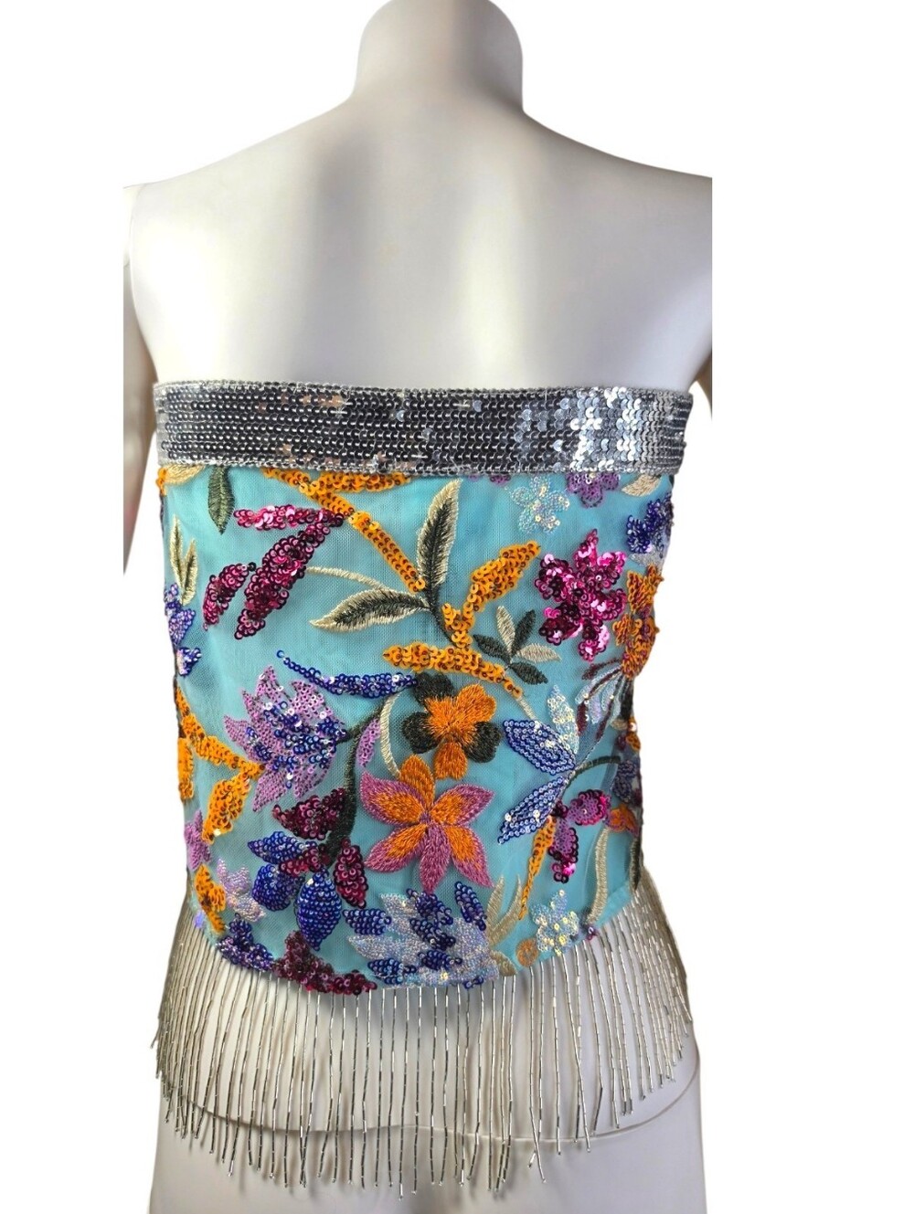 NWT $155 JADED LONDON Sequin Scarf Top In Multi US 4 - Picture 7 of 8